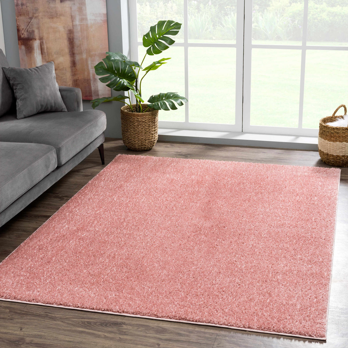 Judy Pink Plush Washable Area Rug - Clearance