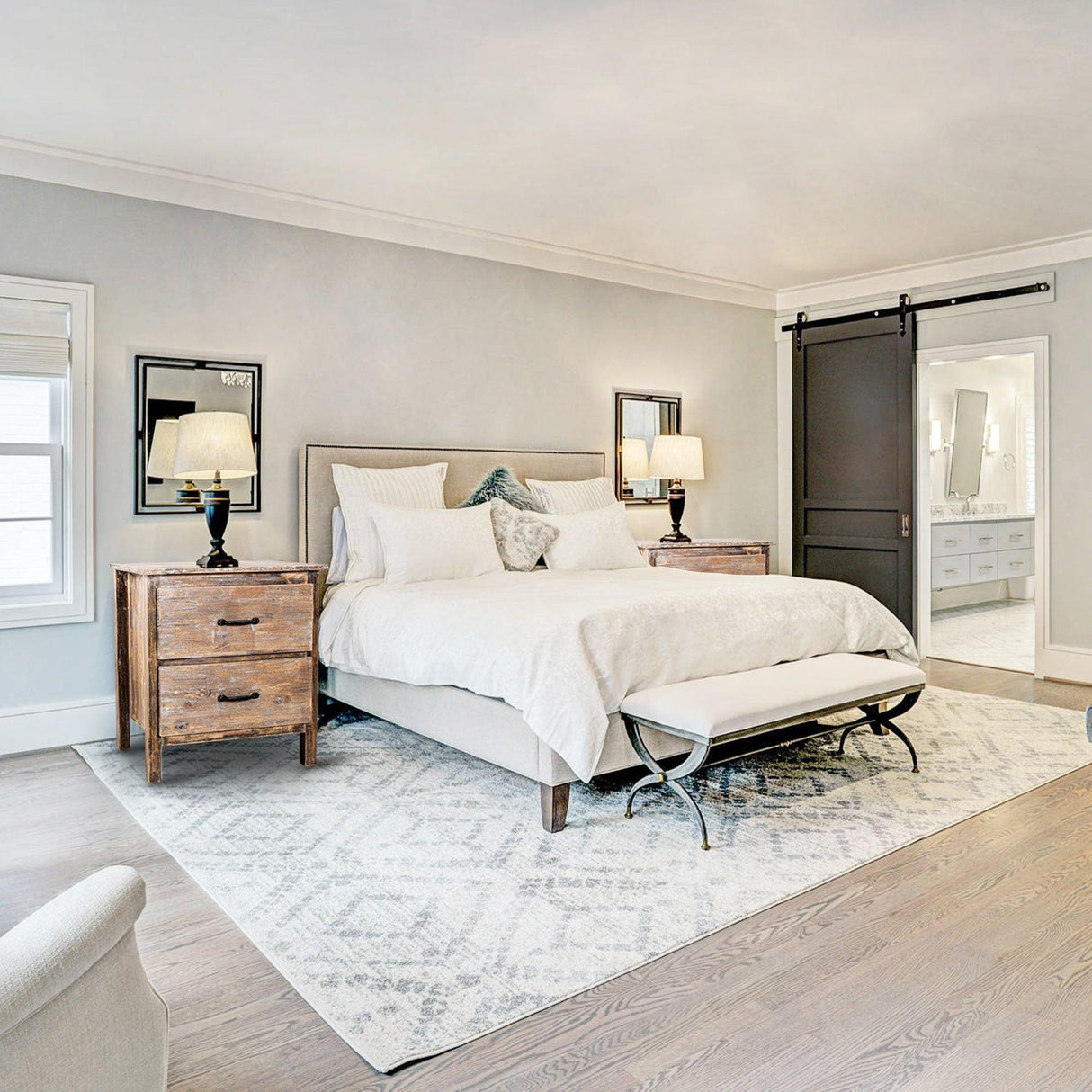 Farmhouse Solid Wood Bedroom Nightstand Side Table