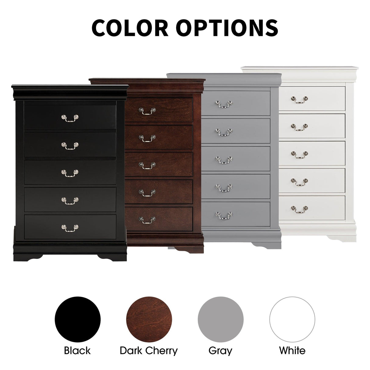 Transitional 5-Drawer 31.5 in. Wide Chest of Drawers with Bracket Feet