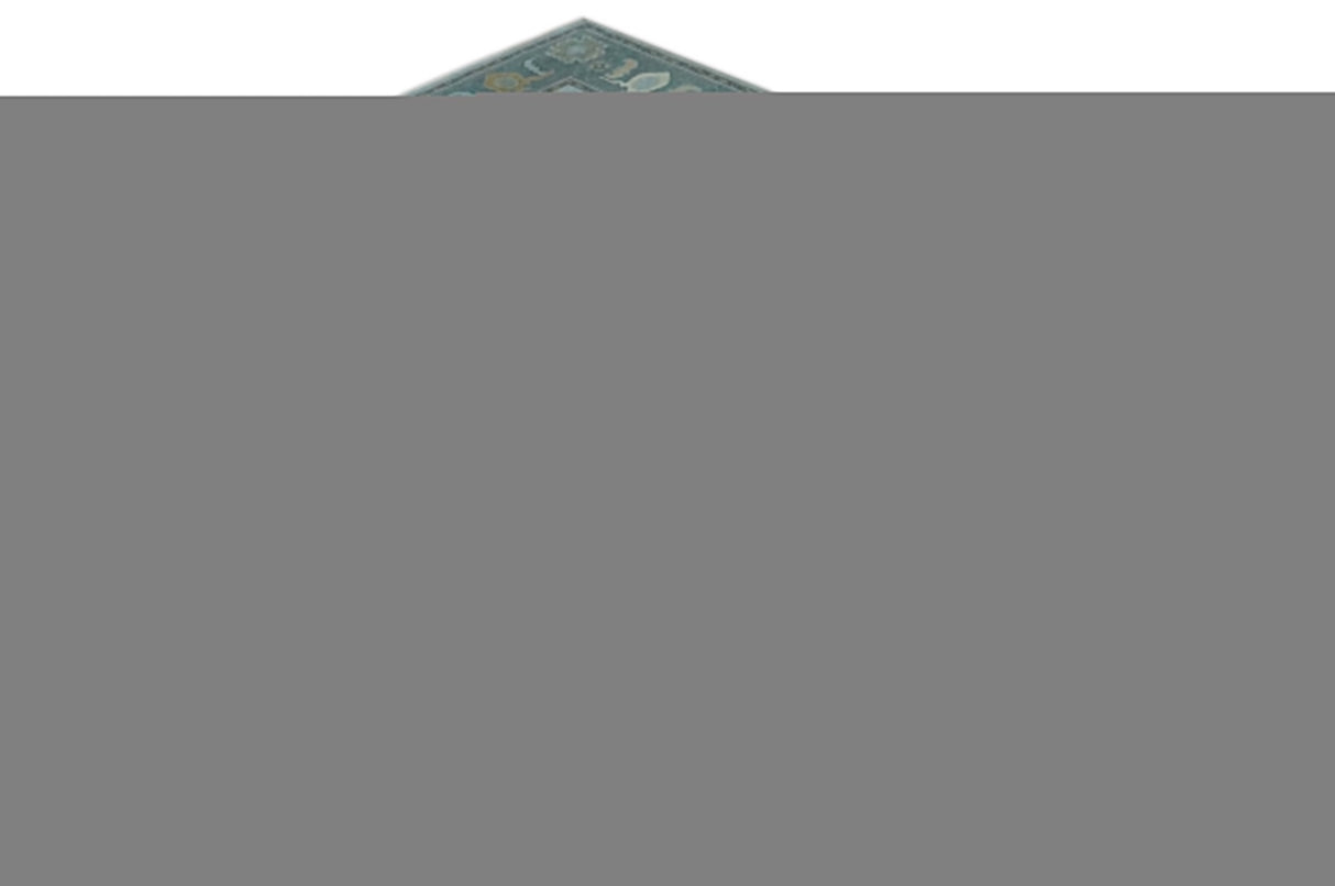 Bluish Gray and Aqua Hand knotted Oriental Oushak Custom Made wool Area Rug