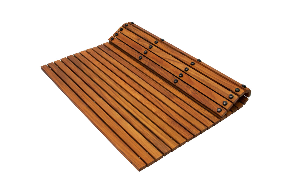 Sapporo Teak Shower and Bath String Mat with Rubber Footing 30″ x 30″