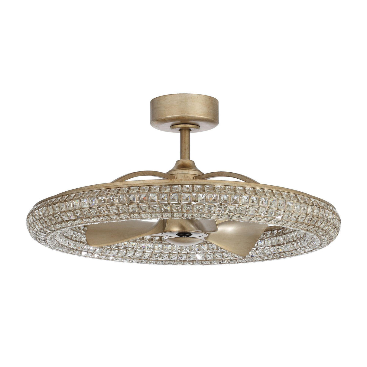 33" Modern DC Motor Crystal Ceiling Fan with Lighting and Remote Control