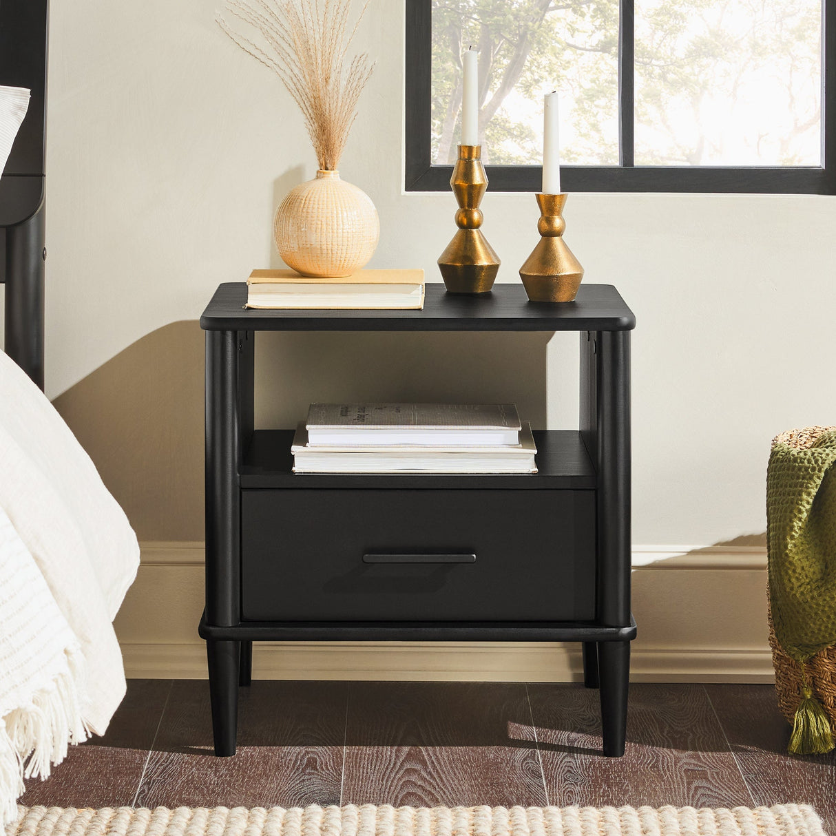 Walker Edison Spindle Transitional 1-Drawer Nightstand