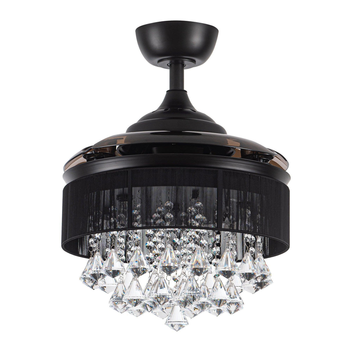 36" Bangaiore Modern Downrod Mount Crystal Ceiling Fan with Lighting and Remote Control