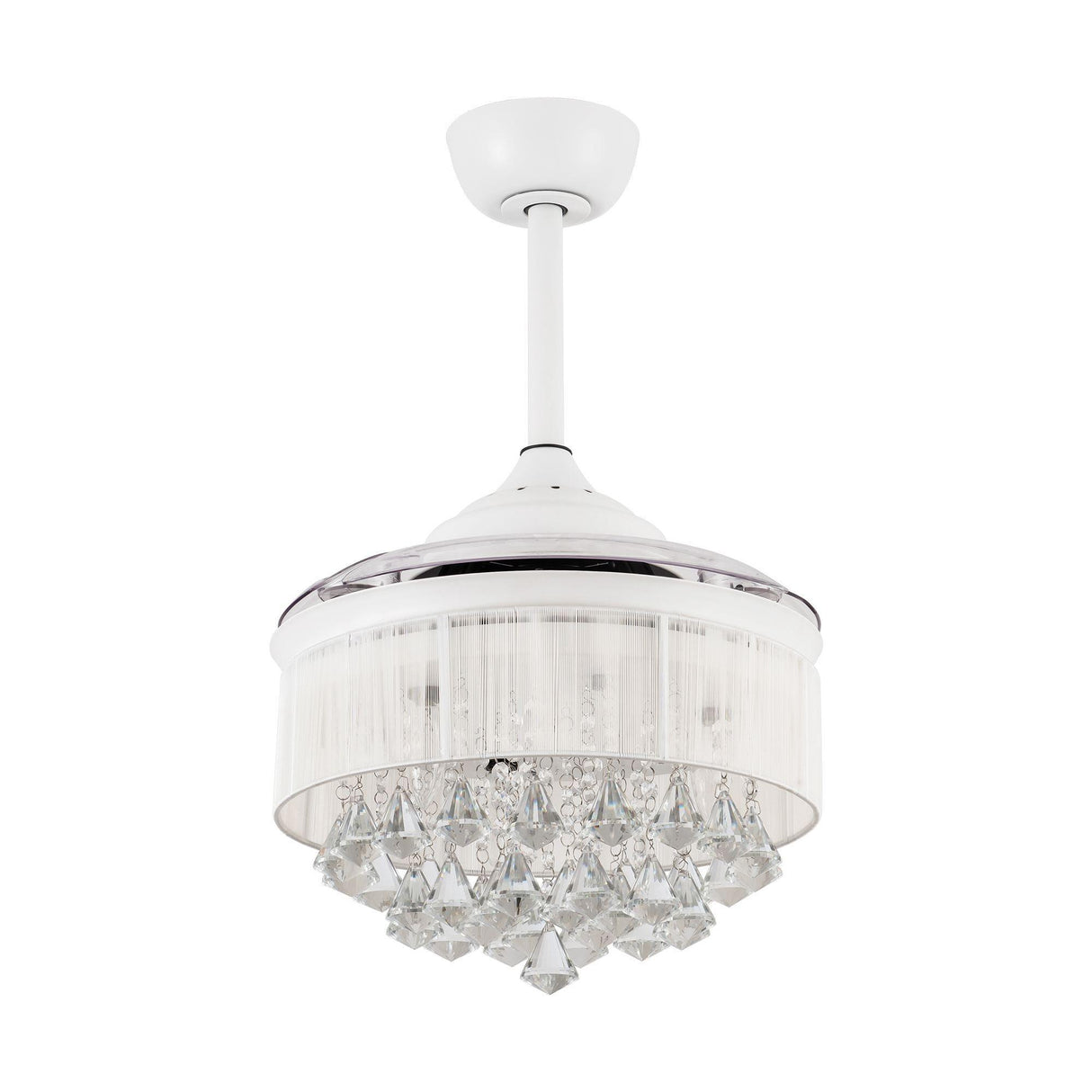36" Bangaiore Modern Downrod Mount Crystal Ceiling Fan with Lighting and Remote Control