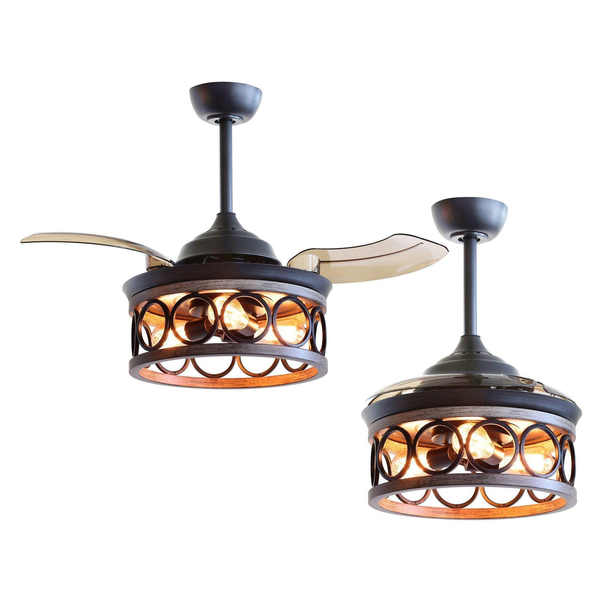 36" Mirelle Farmhouse Downrod Mount Ceiling Fan with Lighting and Remote Control