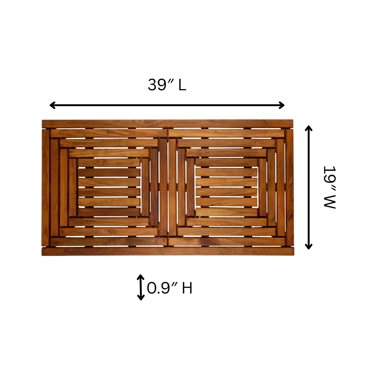 Denver Oiled Double Framed Teak Shower and Bath Mat 39" x 19"