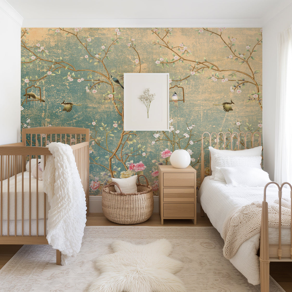 Vintage Florals on grunge Wallpaper Peel and Stick