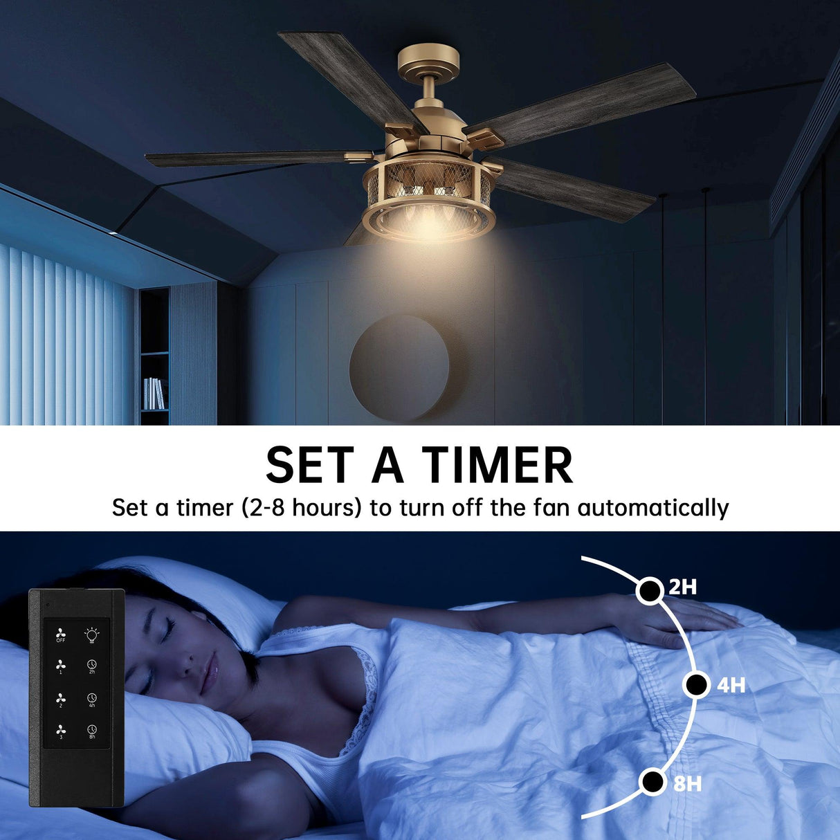 52 Industrial Reversible 5 Blade Mesh Led Ceiling Fan