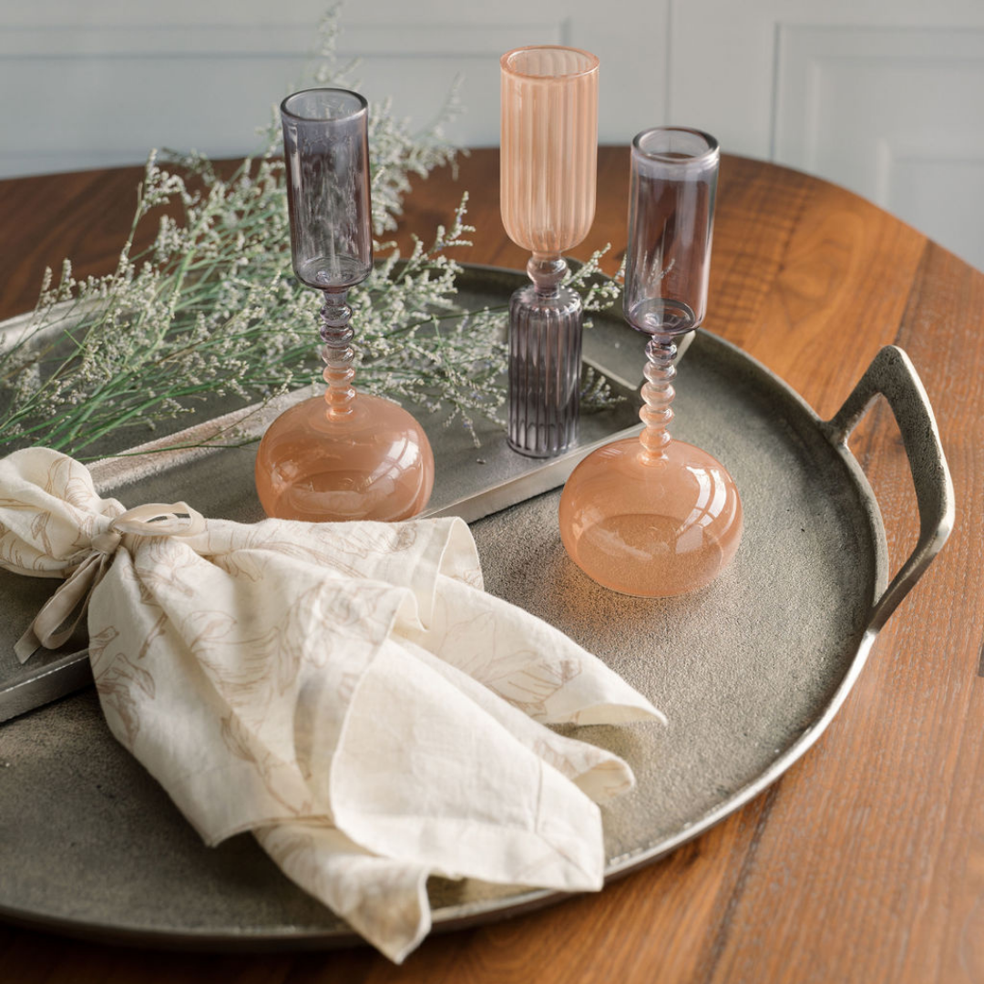 Etched Borosilicate Glass Bud Vases in Smoke