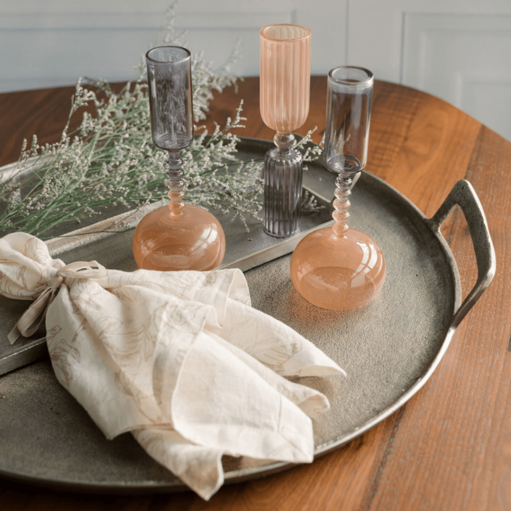 Etched Borosilicate Glass Bud Vases in Smoke
