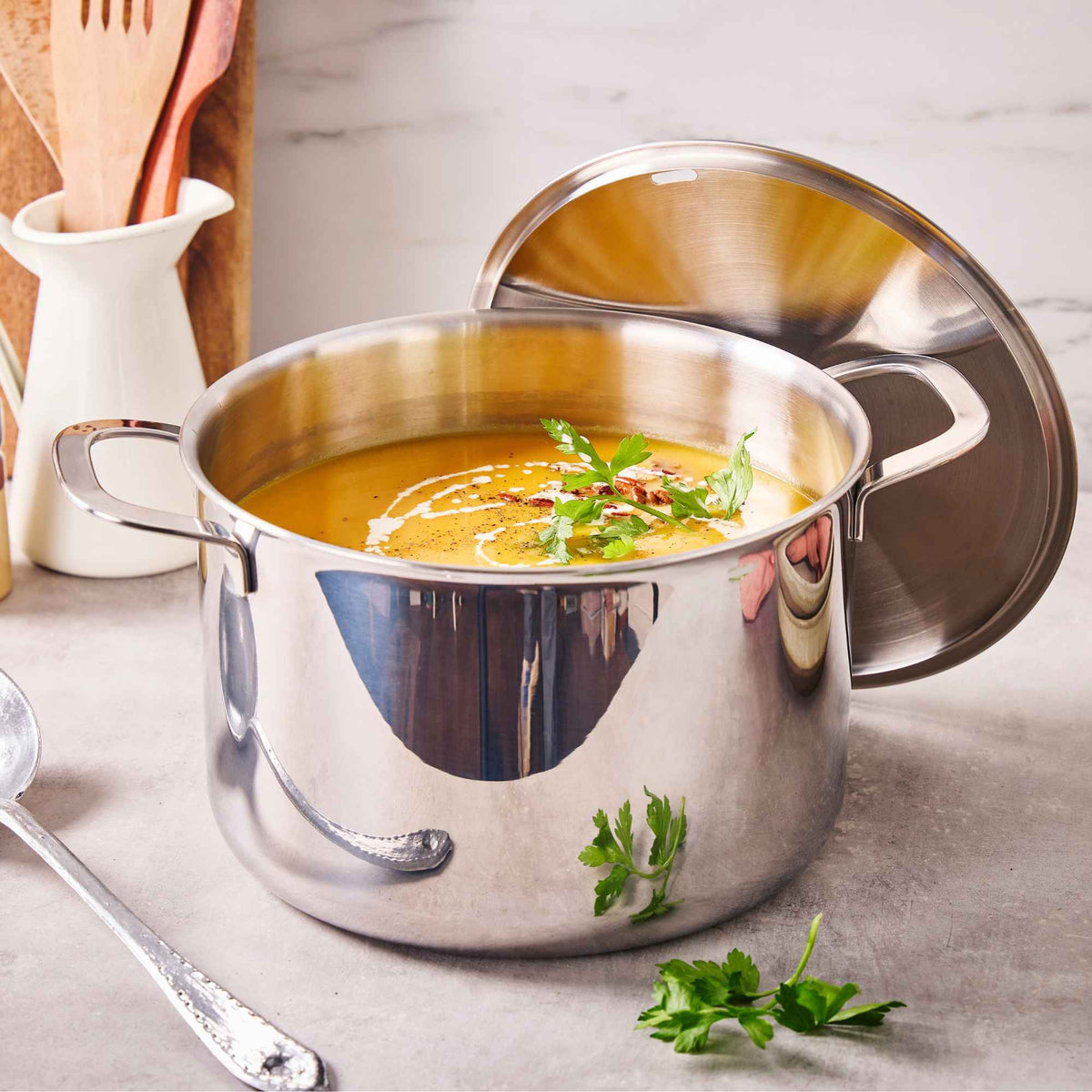 5-Ply Stainless Stock Pot with Lid, 7-Qt