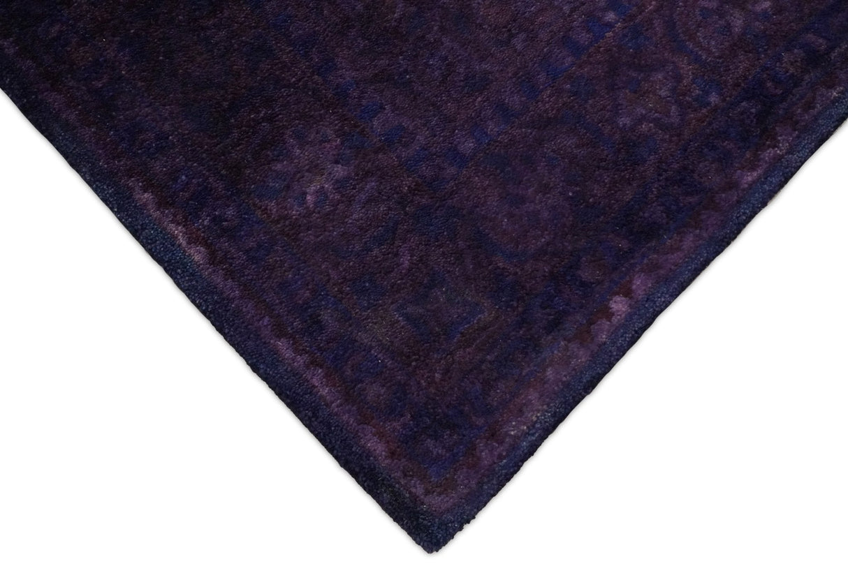Custom Made Purple Traditional Floral Design Hand Tufted Overdyed Wool Area Rug
