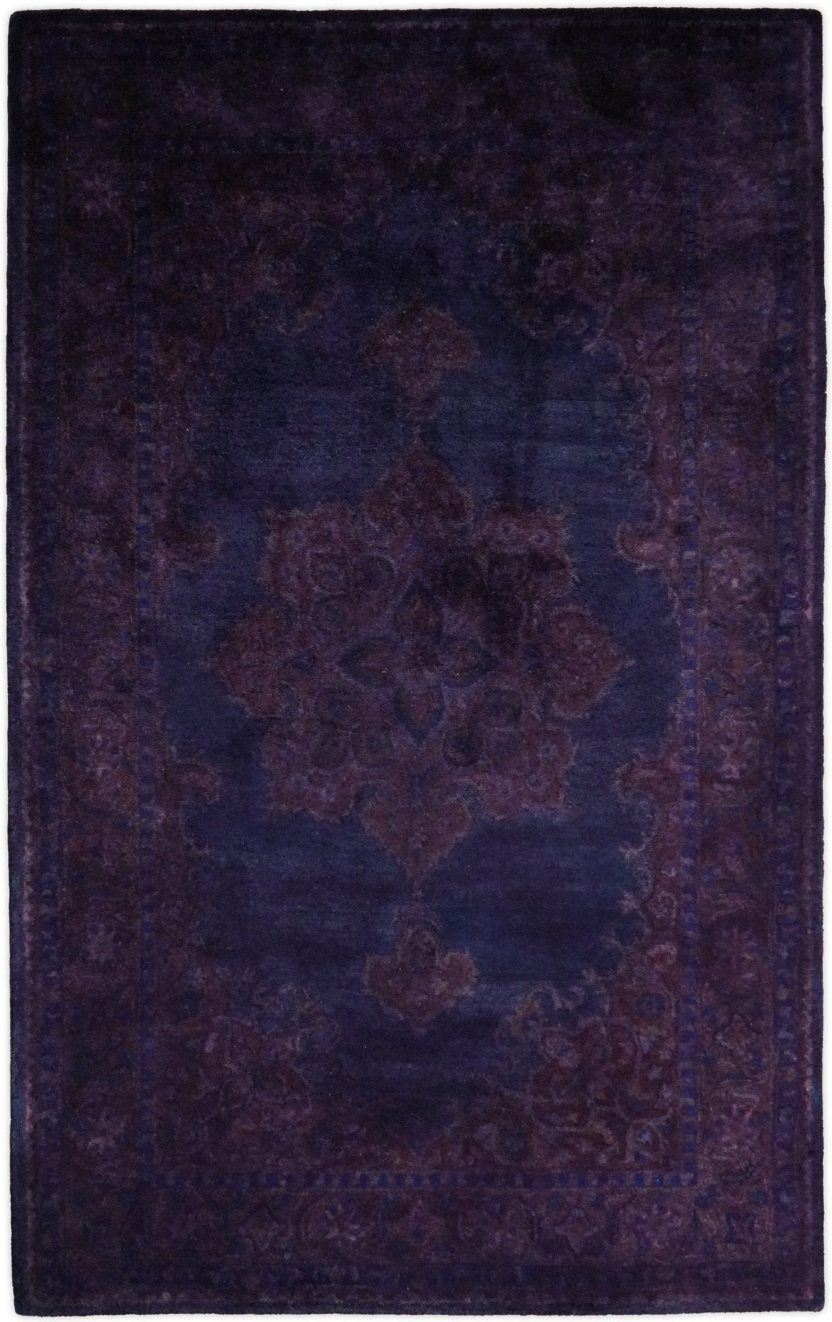 Custom Made Purple Traditional Floral Design Hand Tufted Overdyed Wool Area Rug