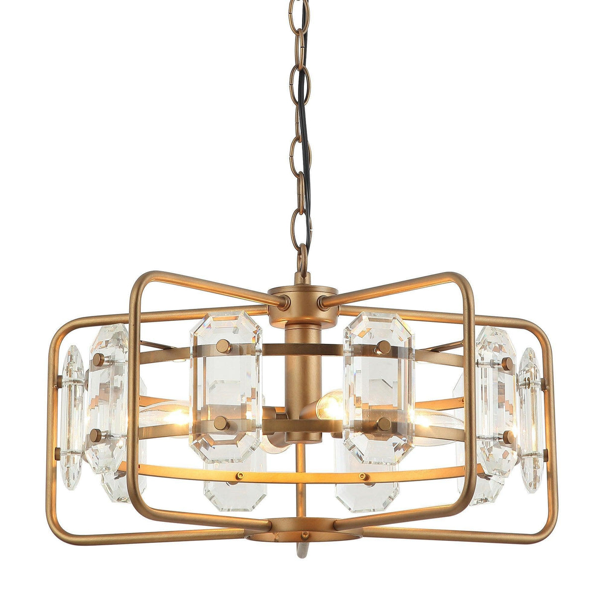 4-Light Golden or Black Modern Crystal Island Pendant Light