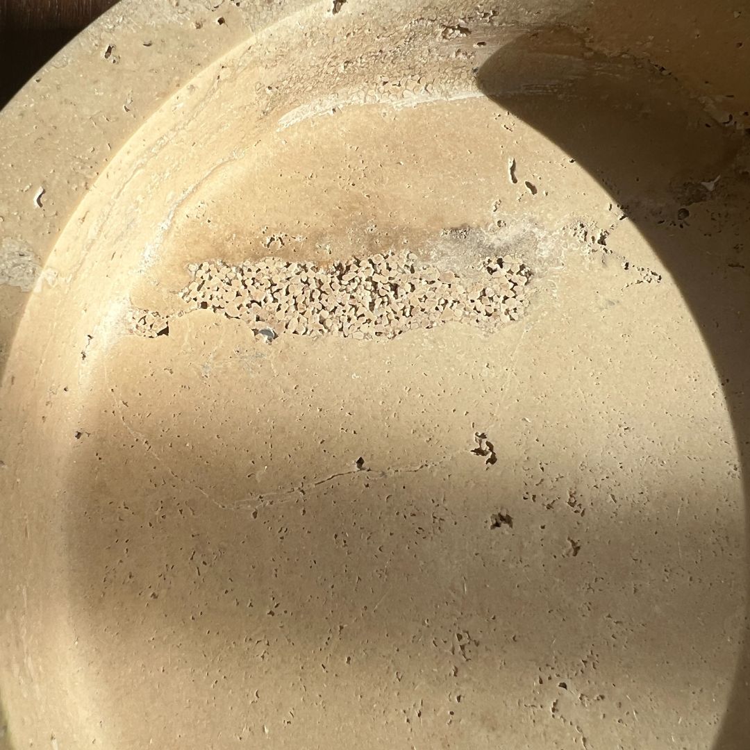 Natura Stone Travertine Round Shallow Tray, 8"D x 2"H