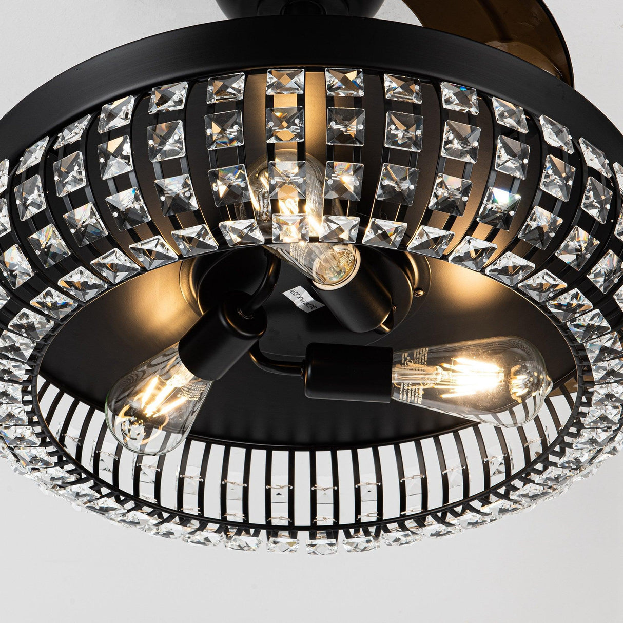 42" Modern Downrod Mount Crystal Ceiling Fan with Lighting and Remote Control