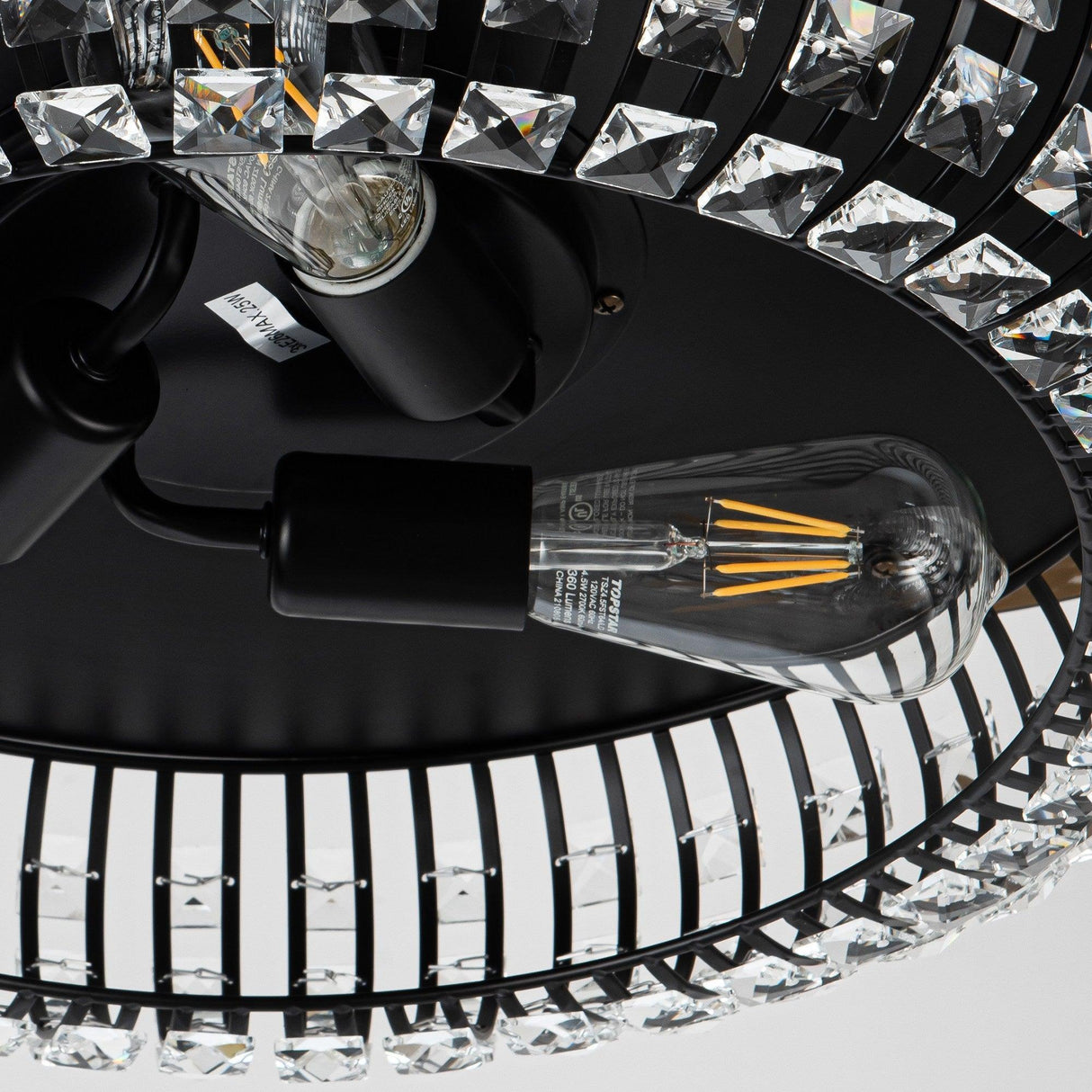 42" Modern Downrod Mount Crystal Ceiling Fan with Lighting and Remote Control