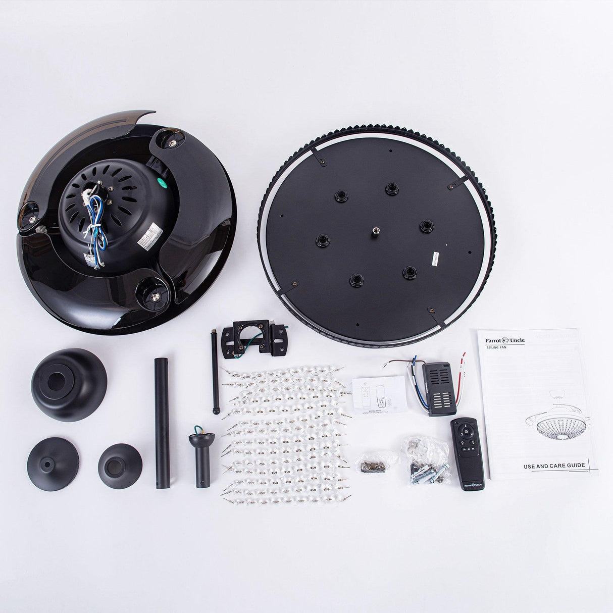 42" Servantes Modern Downrod Mount Crystal Ceiling Fan with Lighting and Remote Control