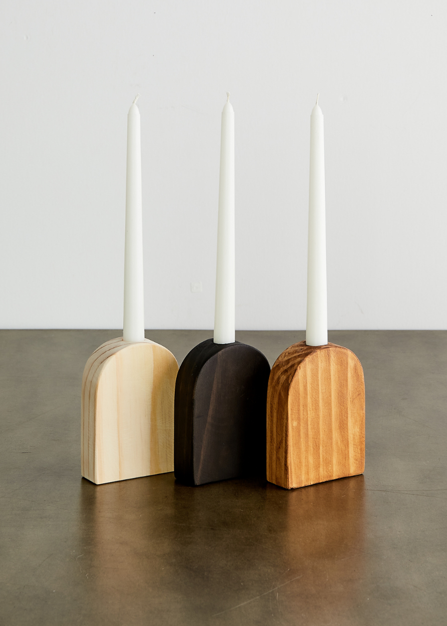 Arch Wooden Taper Candle Stand