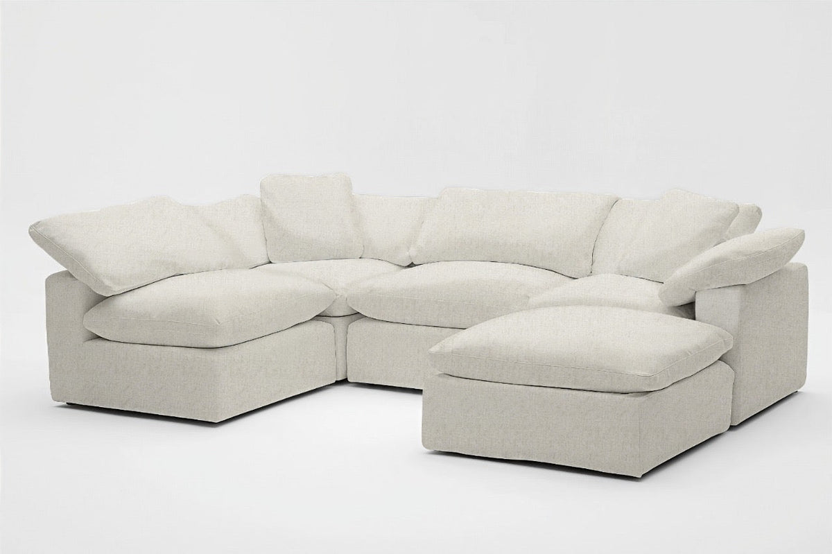 5-Cube Modular U-Sofa Armless & Ottoman Chaise