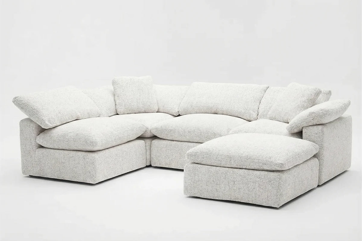 5-Cube Modular U-Sofa Armless & Ottoman Chaise