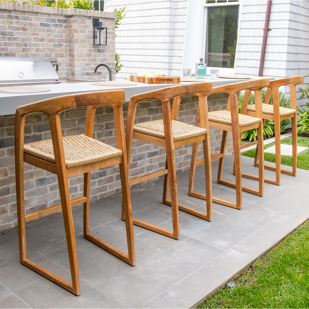 Ubud Natural Teak Indoor/Outdoor Bar Stool - 30"