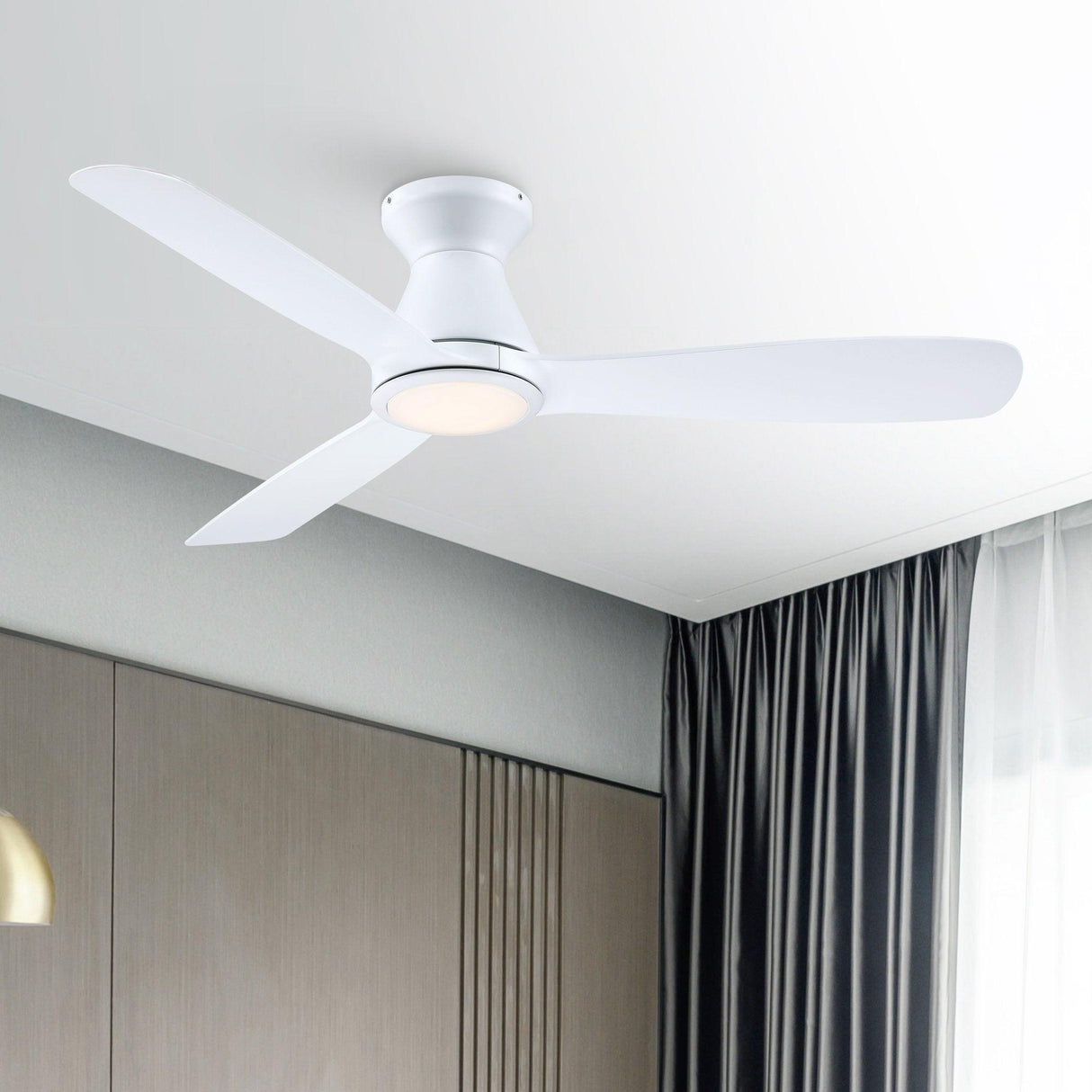 52" Ahmedabad Industrial DC Motor Flush Mount Reversible Ceiling Fan with LED Lighting and Remote Control
