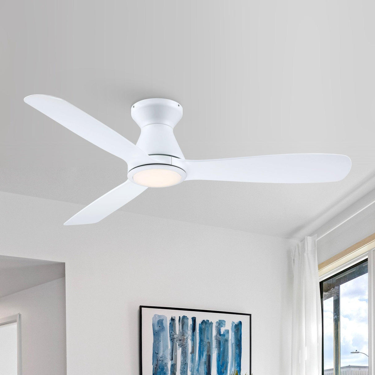 52" Ahmedabad Industrial DC Motor Flush Mount Reversible Ceiling Fan with LED Lighting and Remote Control