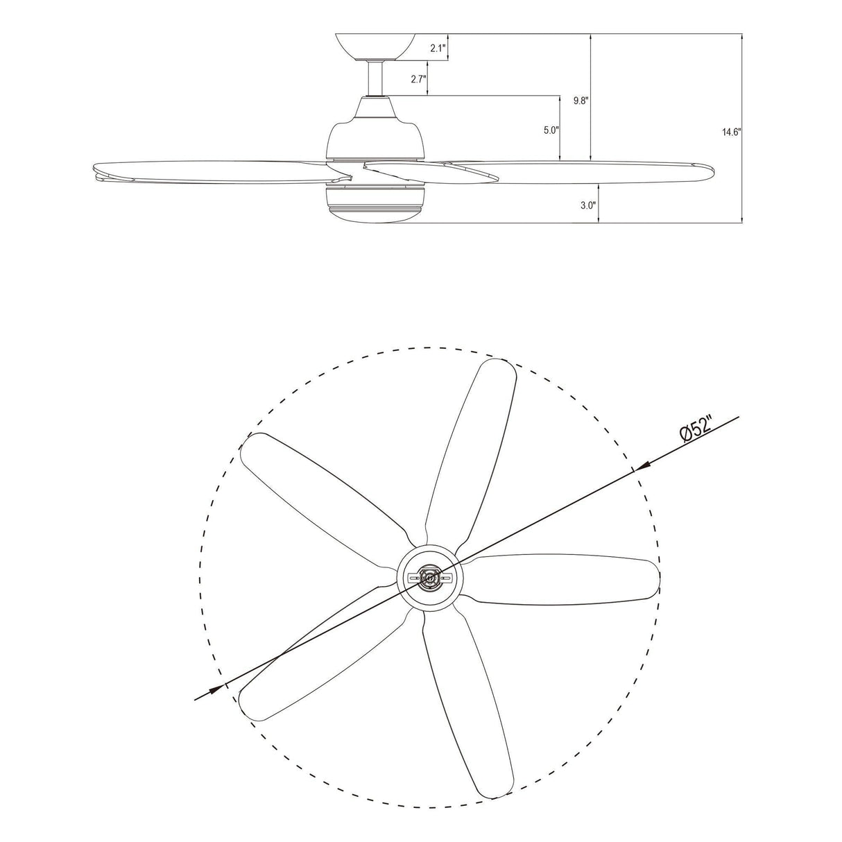 52" Dicken Farmhouse Downrod Mount Reversible Ceiling Fan with Lighting and Remote Control