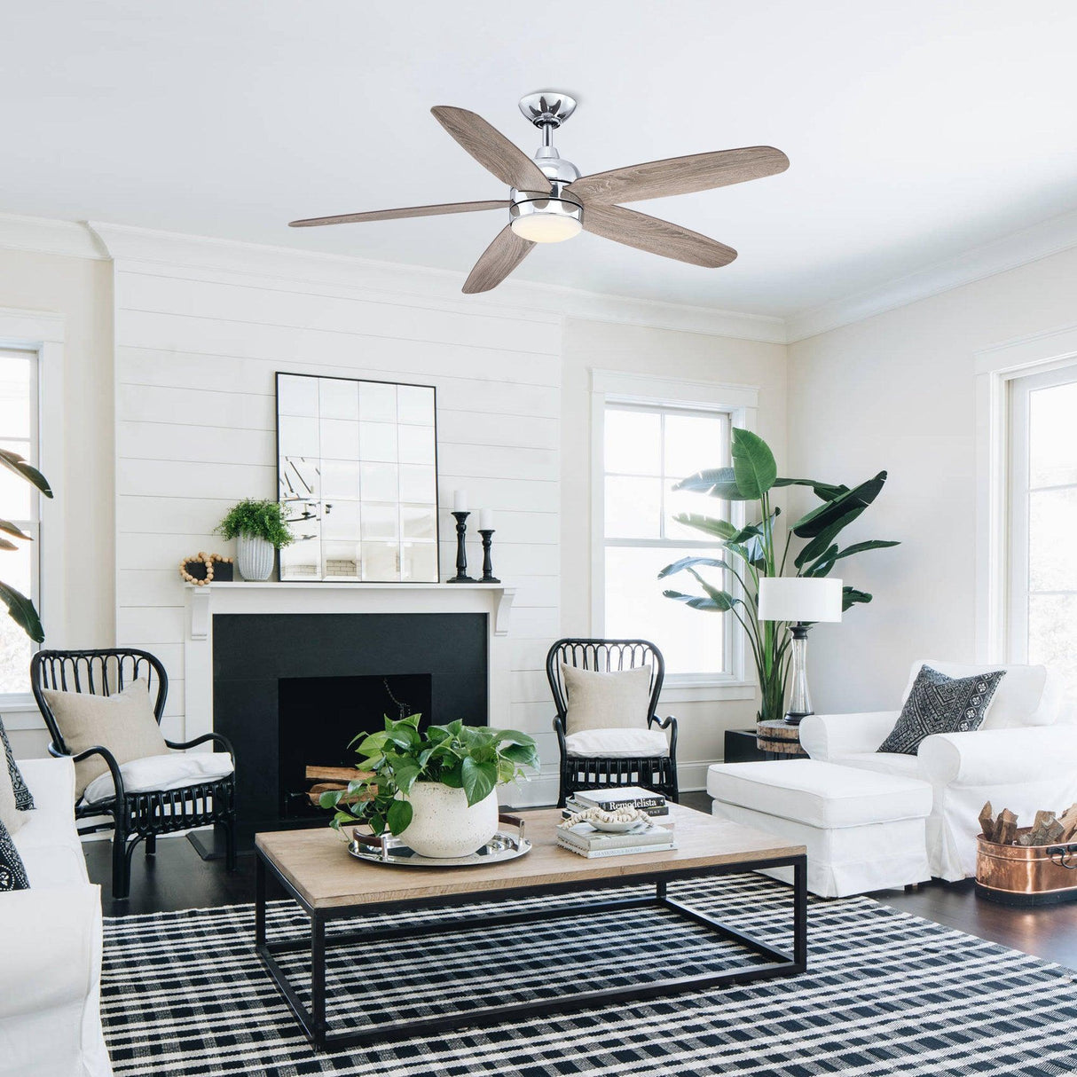 52" Dicken Farmhouse Downrod Mount Reversible Ceiling Fan with Lighting and Remote Control