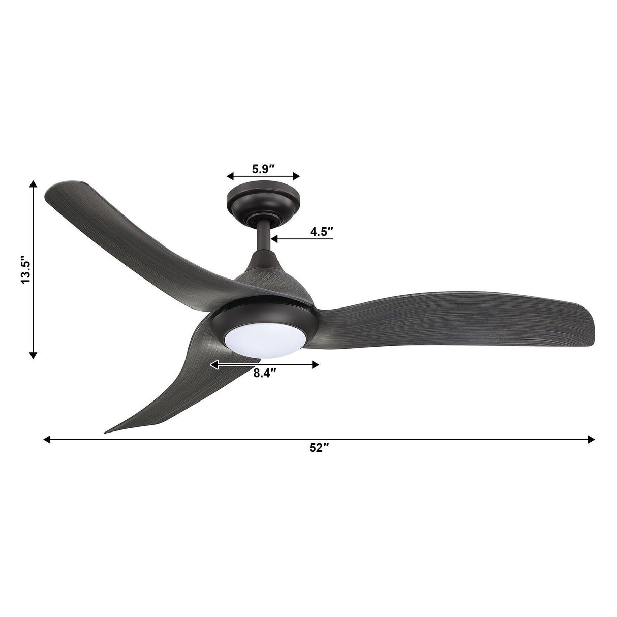 52" Industrial DC Motor Downrod Mount Reversible Ceiling Fan with LED Lighting and Remote Control
