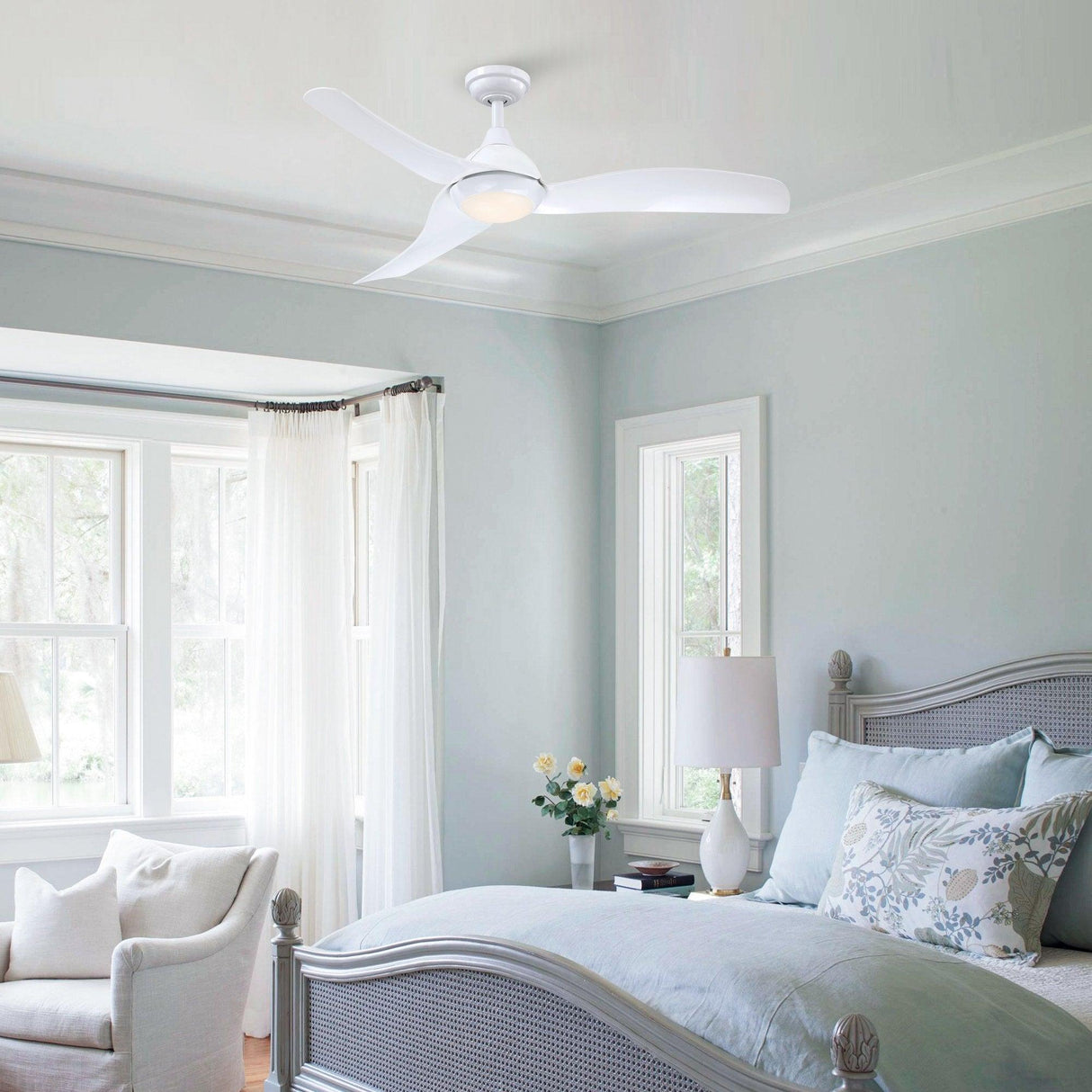 52" Industrial DC Motor Downrod Mount Reversible Ceiling Fan with LED Lighting and Remote Control