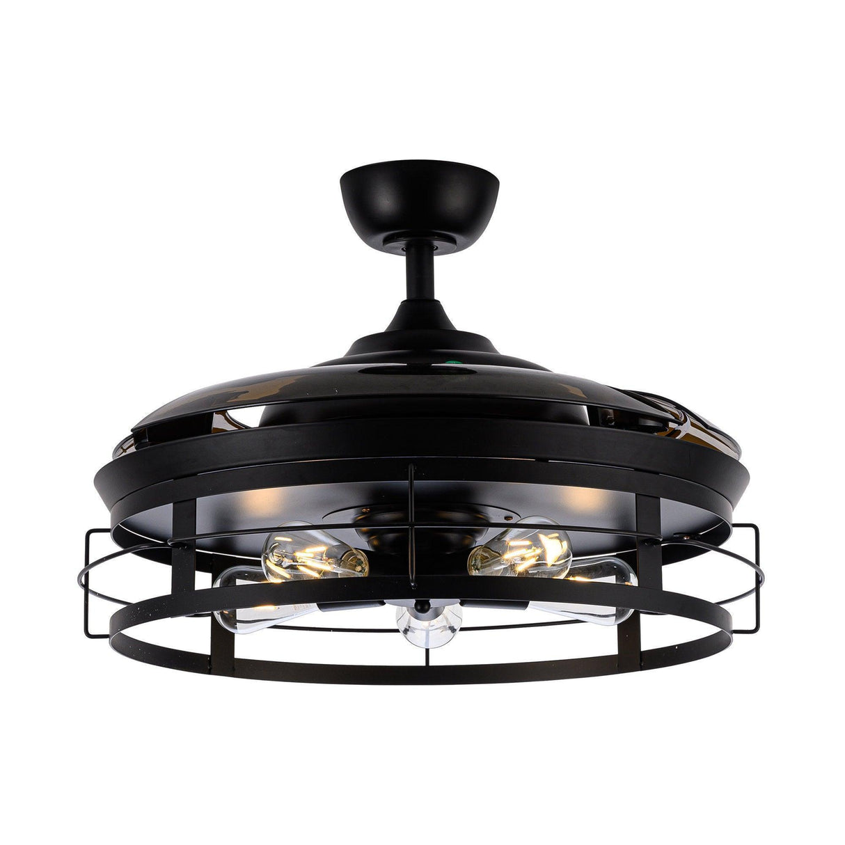 52" Industrial Downrod Mount Ceiling Fan With Lighting And Remote Control