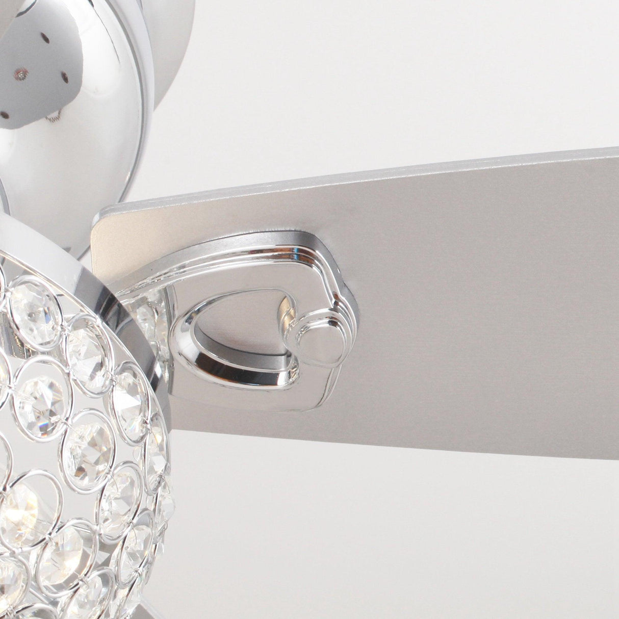 52" Modern Chrome Flush Mount Reversible Crystal Ceiling Fan With Lighting And Remote Control