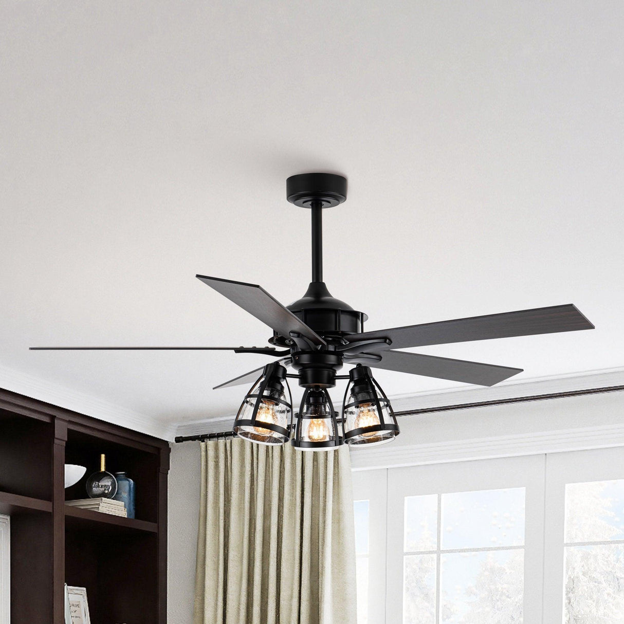 52" Kashmir Traditional Downrod Mount Reversible Ceiling Fan with Lighting and Remote Control