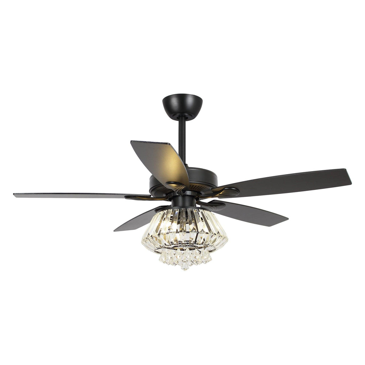 52" Kerala Modern Chrome Downrod Mount Reversible Crystal Ceiling Fan with Lighting and Remote Control