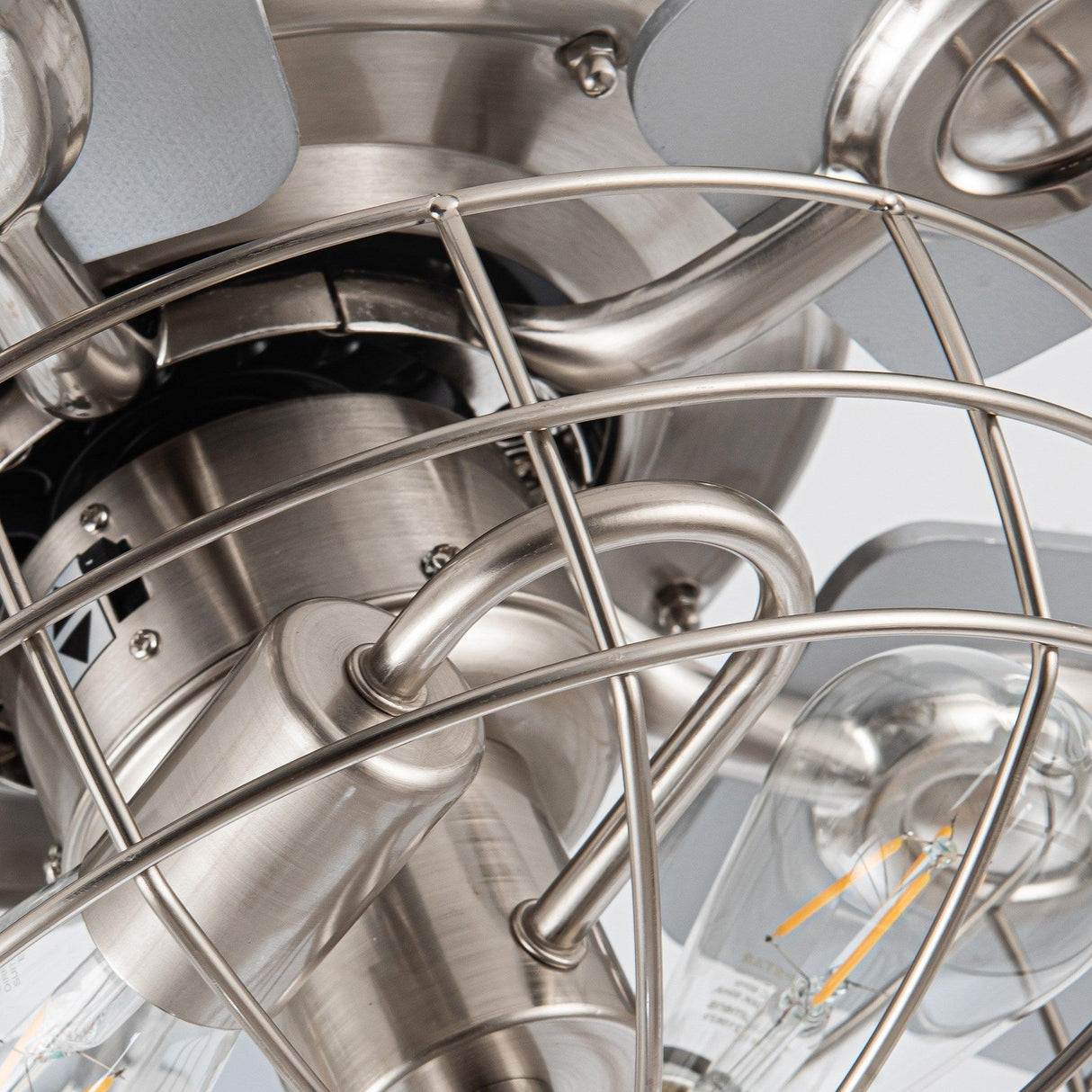 52" Kyla Industrial Caged Ceiling Fan With Light Remote Control Satin Nickel