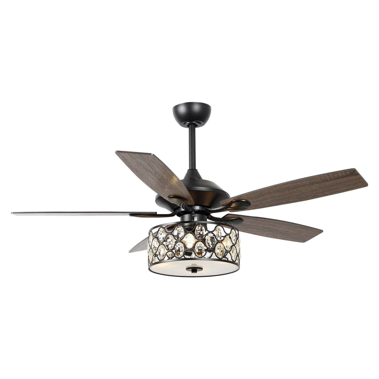 52" Tibuh Modern Crystal Chandelier Ceiling Fan With Led Light And Remote Control 5 Blades Chrome