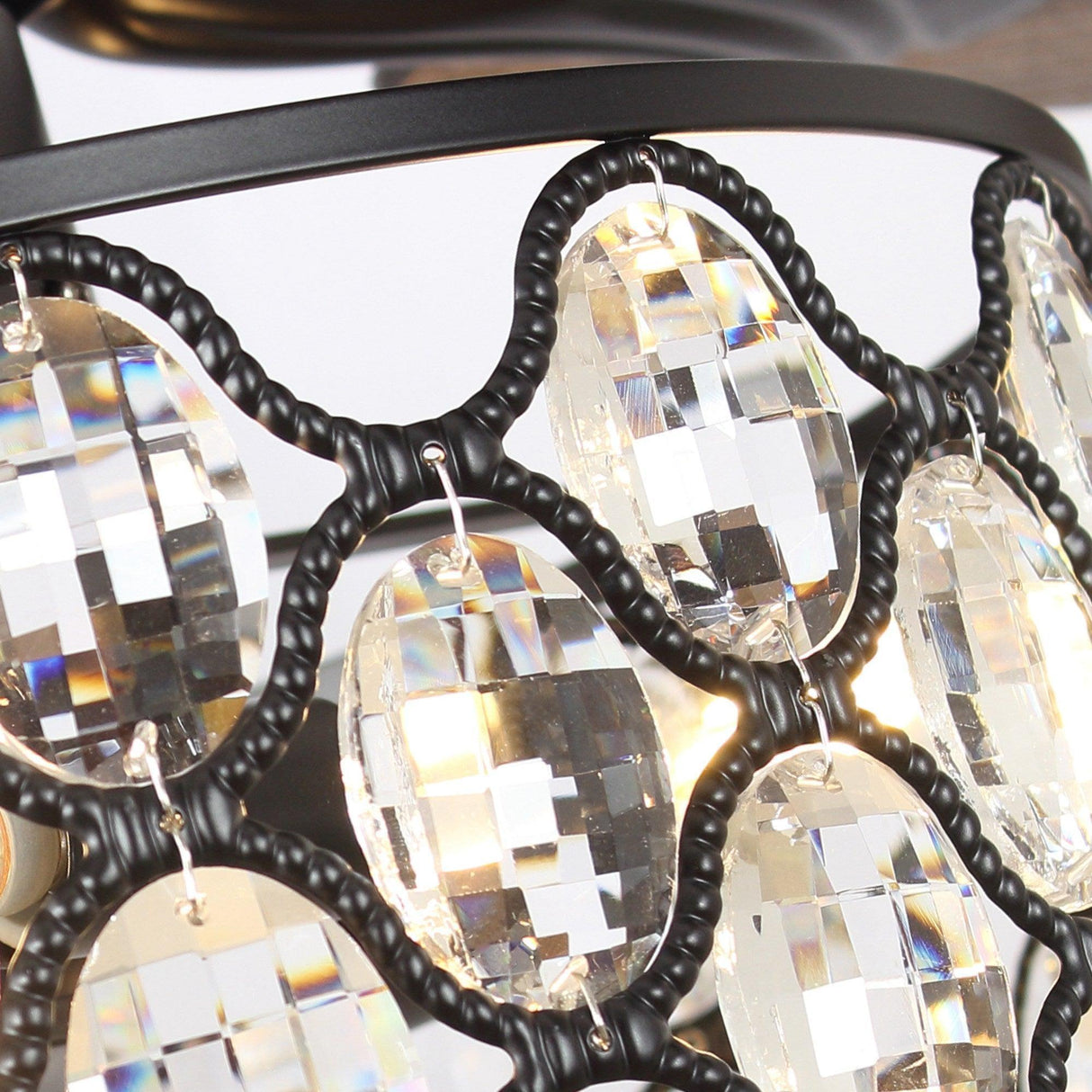 52" Tibuh Modern Crystal Chandelier Ceiling Fan With Led Light And Remote Control 5 Blades Chrome