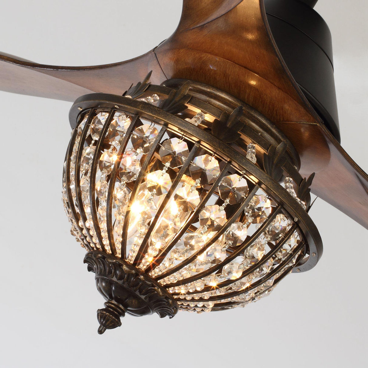 52" Vicky Indoor 3-Blade Rustic Crystal Ceiling Fan With Remote And Light Kit Included