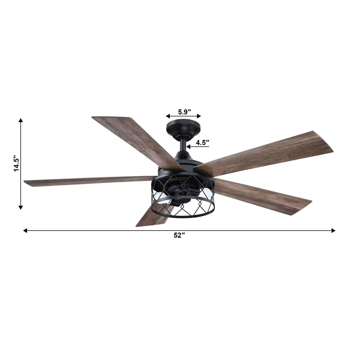 52" Windmill Modern DC Motor Downrod Mount Reversible Ceiling Fan With Lighting And Remote Control