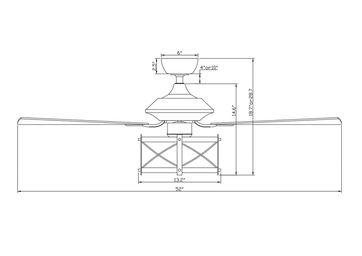 52" Wisner Industrial Downrod Mount Reversible Ceiling Fan with Lighting and Remote Control