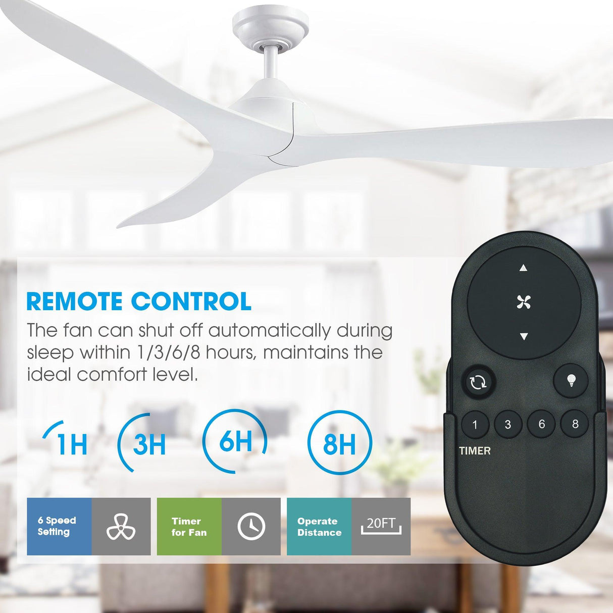 56" Modern DC Motor Downrod Mount Reversible Ceiling Fan With Remote Control