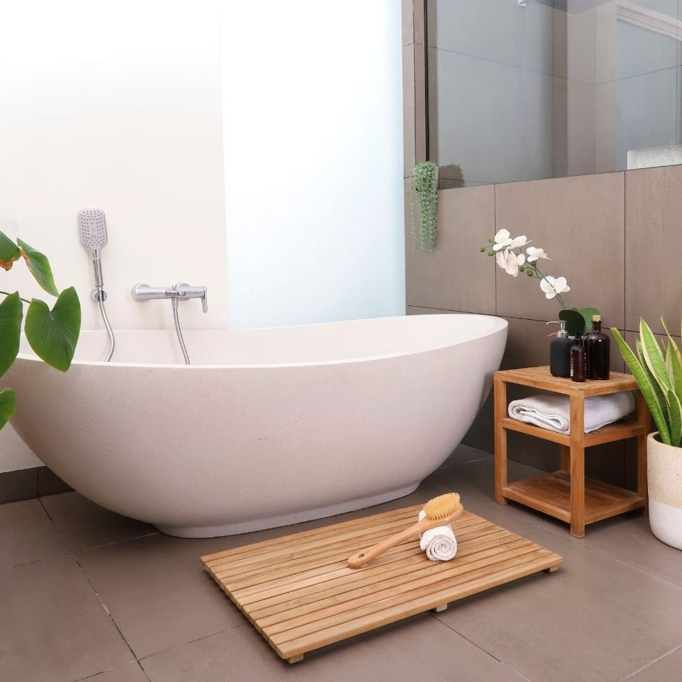 Charleston Natural Teak Spa/Bathroom - Under Sink - Storage Bench - 14"