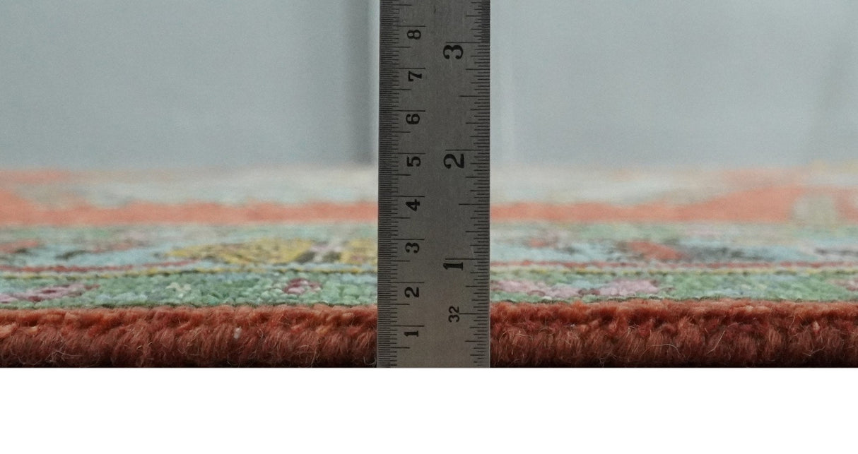 Hand Knotted Rust, Blue and Olive Traditional Antique Persian Rug