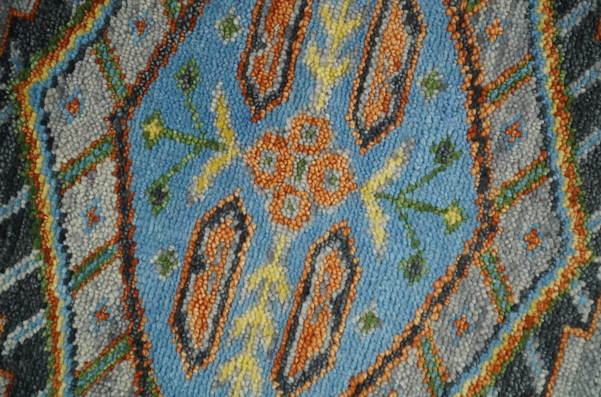 Silver and Rust Oriental Hand Knotted Traditional Living Room Custom made wool Area Rug