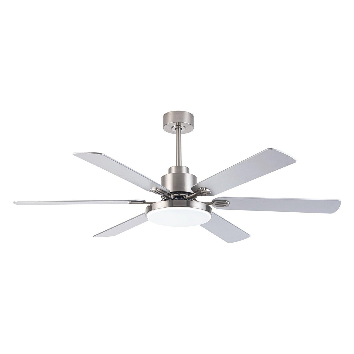 60" Modern Satin Nickel DC Motor Downrod Mount Reversible Ceiling Fan With Lighting And Remote Control