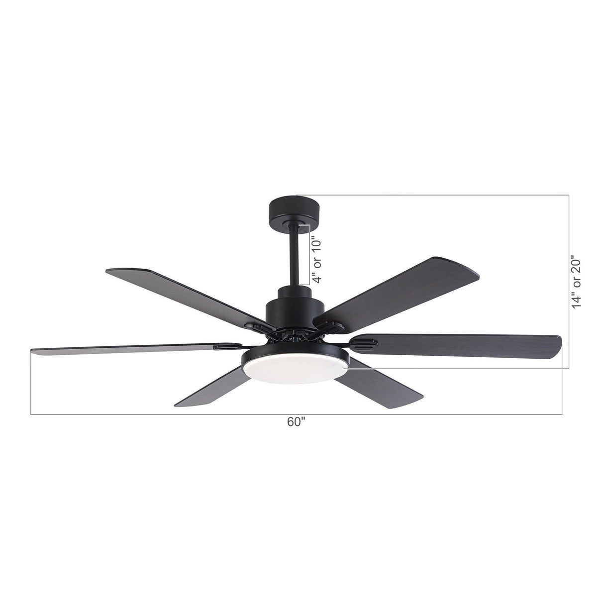 60" Modern DC Motor Downrod Mount Ceiling Fan With Lighting And Remote Control