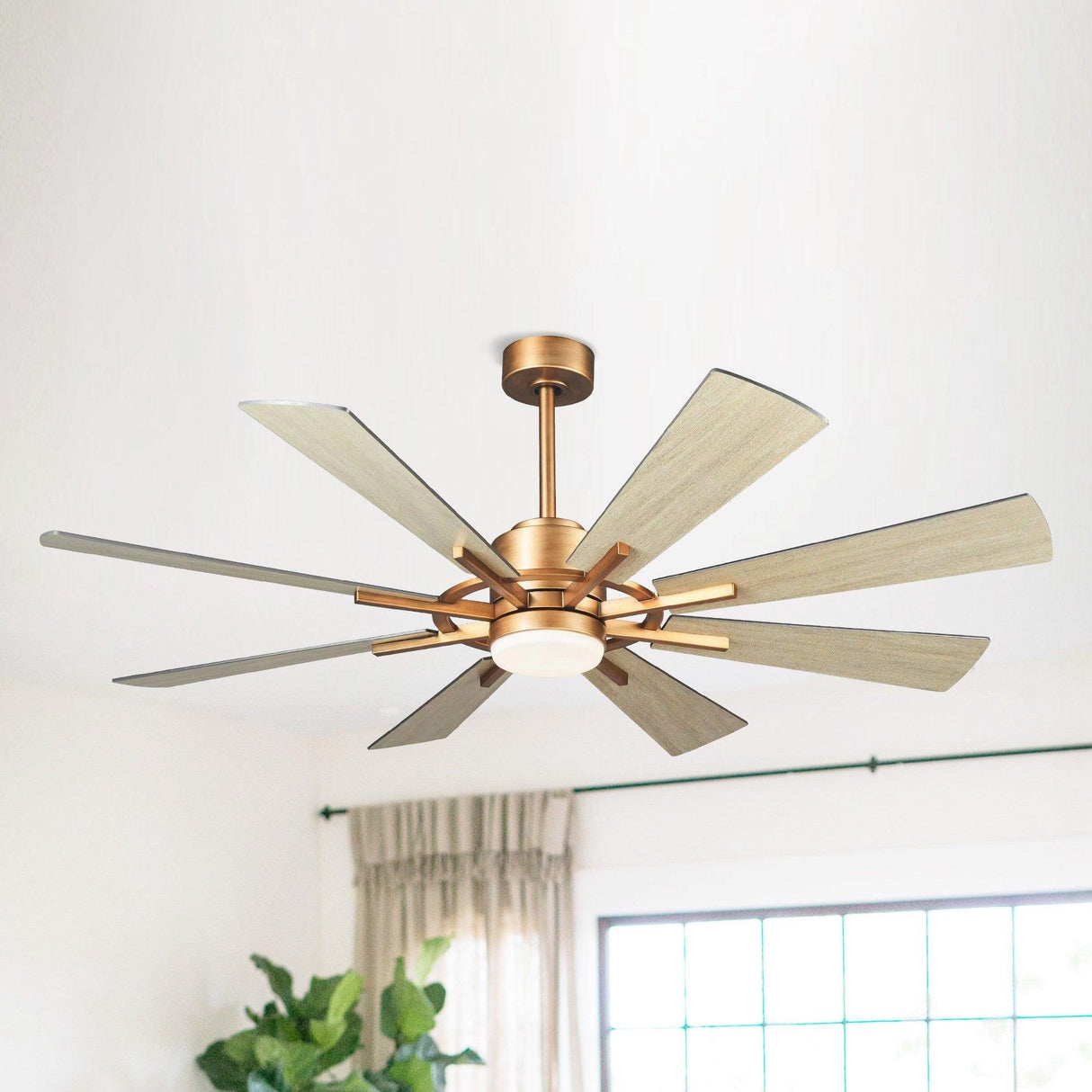 60" Oretha Windmill 8 Blade Led Indoor Oil Rubbed Bronze Ceiling Fan With Remote And Light Kit Included
